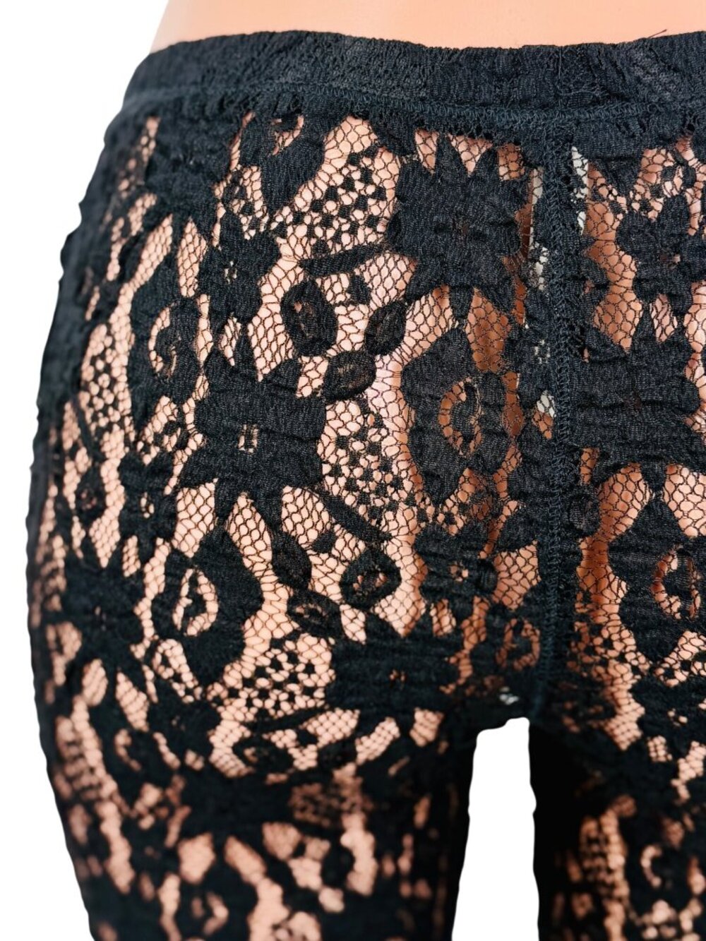 NWT Free People Black Sheer Floral Lace Leggings | Whimsigoth Dark Coquette Boho - Picture 10 of 16